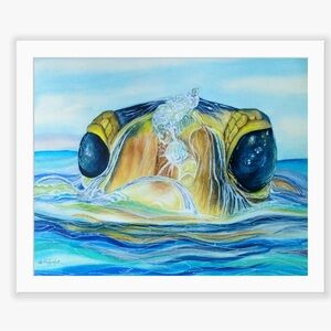 SEA TURTLE ART PRINT of Watercolor painting coastal decor beach house gift